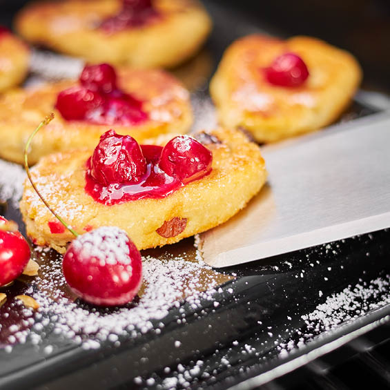 Quark-Pancakes auf der Plancha Grillplatte