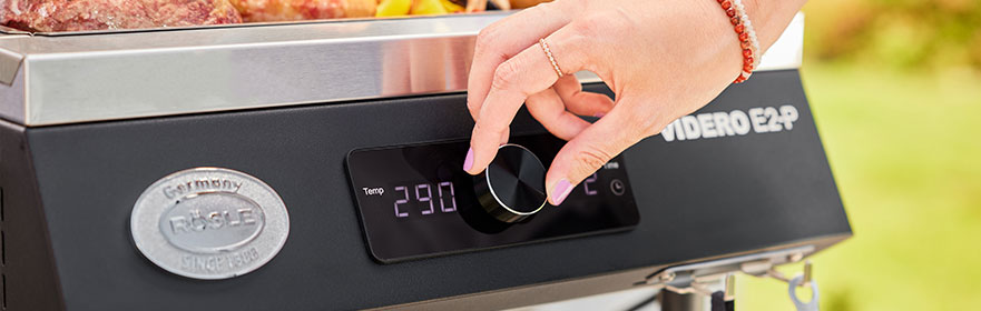 Digitale Anzeige Elektrogrill Digitale Anzeige wird mit Drehknopf bedient