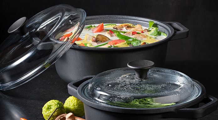 Cadini Kochtöpfe Suppe und Gemüse in den Cadini Kochtöpfen