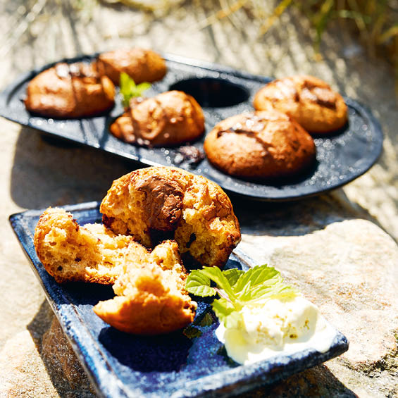 Schoko-Nougat-Muffins in der Barbecue Brat- und Backform