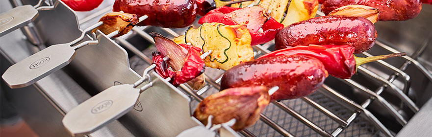 Grillspieße Grillspieße mit Grillgemüse auf dem Videro Windschutz